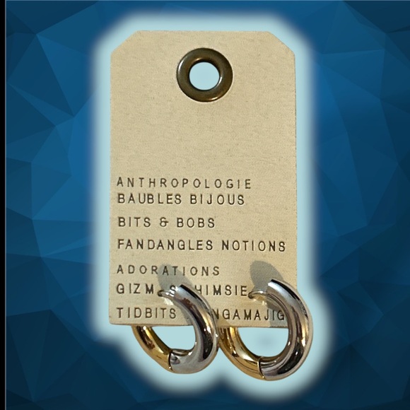 NWT Anthropologie Mixed Metal Huggie Hoop Earrings - Picture 3 of 10